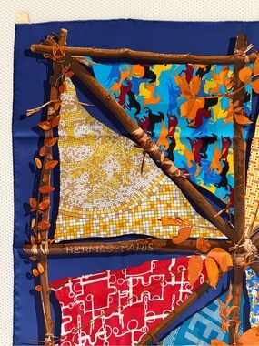 Hermes “Le Robinson Chic” silk twill scarf